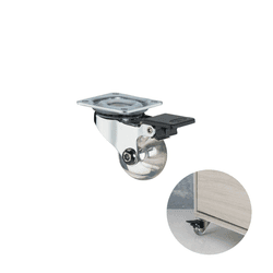 Rodizio Ou Rodinha Para Móveis Ø35 Mm Com Freio Transparente