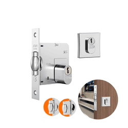 Fechadura Rolete Auxiliar Cromada Quadrada Para Porta Residencial Pivotante Externa de 25 A 45 Mm 1005 Stam