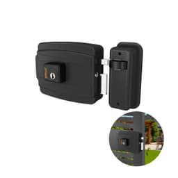 Fechadura Elétrica Em Preto Fosco Com Cilindro de 40 Mm E Abertura Para Fora Stam