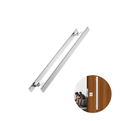 Puxador Prs Duplo Cromado 80 Cm Para Porta Residencial