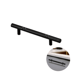 Puxador Haste Redondo Preto Com Friso 160 Mm / 20,5 Cm Para Gavetas Mk