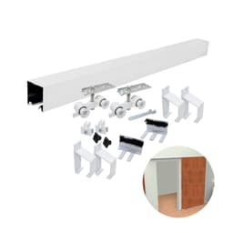 Kit Para Porta de Correr Evolution 35 X 35 Mm Branco 4r Com Trilho de 2 Metros Rodinato