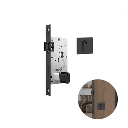 Fechadura Rolete Preto Fosco Quadrada Para Porta Residencial Pivotante Externa de 25 A 40 Mm 803 Stam