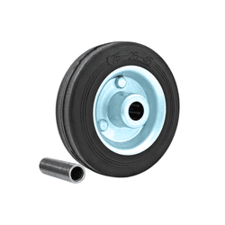 Roda de Borracha 75 Mm X 12 Mm Com Rolamento Agullha E Eixo