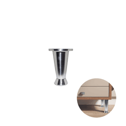 Pé Cônico de Alumínio Polido de 8 Cm Com Regulagem Para Armário Mk